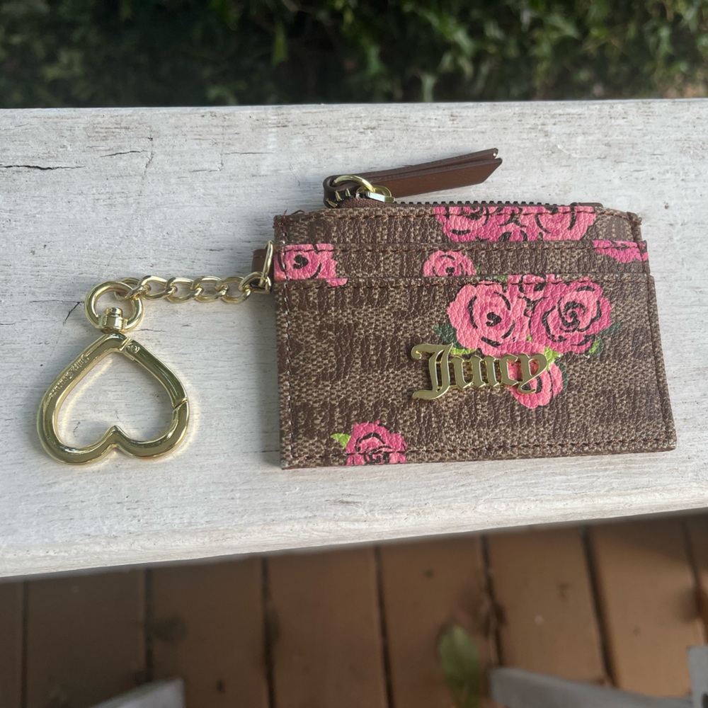 Juicy Couture Floral Logo Cardholder Keychain Wallet